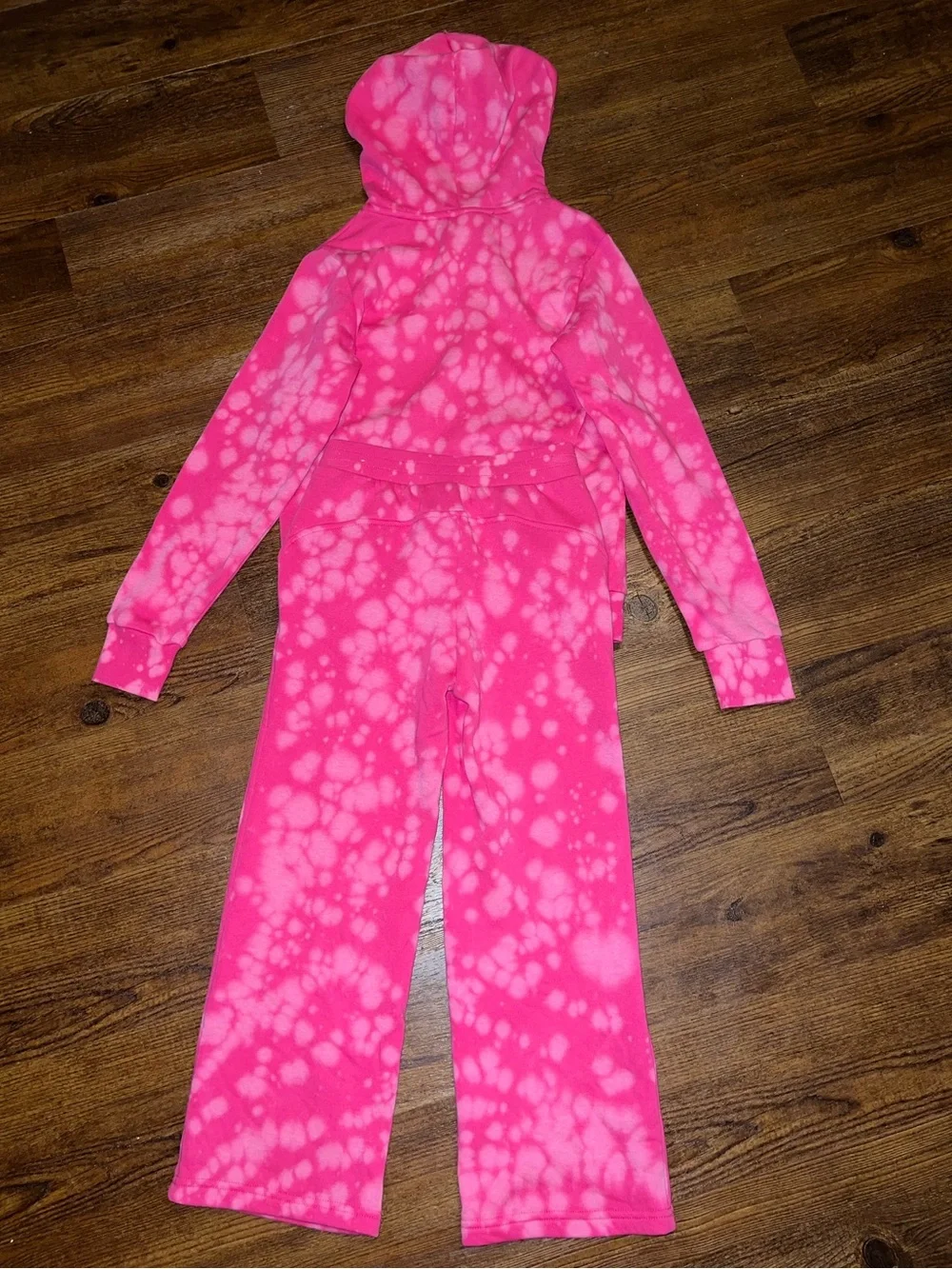Reebok Active Pink Tie Dye Hoodie & Sweatpants Matching Set Kids Size M/L